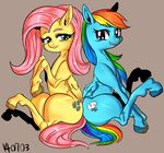  female feral fluttershy_(mlp) friendship_is_magic horse looking_at_viewer mammal my_little_pony nekubi pegasus pony rainbow_dash_(mlp) smile wings 
