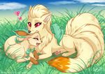  &lt;3 blush canine eeveelution female feral fox grass leafeon mammal ninetales nintendo outside pok&#233;mon pok&eacute;mon red_eyes rukifox video_games 