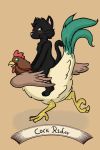  anthro avian bird blush cat chicken darkgrim darkgrim2 duo english_text feline feral humor looking_at_viewer lunamente mammal meme nude one_eye_closed rear_view riding text whiskers wink xd 