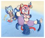  bikini blush feline female headgear helmet male mammal open_mouth pizzacat plump_labia polly_esther soles spread_legs spreading swimsuit tears tentacles water 