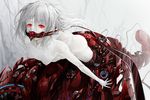  albino bad_id bad_pixiv_id breasts highres long_hair nipples nude original red_eyes revision small_breasts solo solru white_hair 