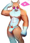  2018 abs absurd_res anthro biceps black_nose bulge canine clothing dkqksms1004 fur hi_res male mammal multicolored_fur muscular muscular_male nipples pecs solo underwear 