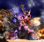  chibi fire firing gun gundam gundam_0080 kampfer_(mobile_suit) kaz_(kaz323) mecha rocket_launcher shotgun vehicle weapon 