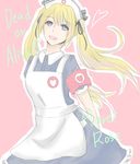  alternate_costume apron armband arms_behind_back blonde_hair blue_eyes character_name copyright_name dead_or_alive dead_or_alive_5 harutsuki_aki hat heart long_hair marie_rose nurse nurse_cap solo twintails 