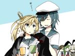  abukuma_(kantai_collection) akigumo_(kantai_collection) annin_musou aqua_eyes bad_id bad_pixiv_id blonde_hair blue_hair braid brown_hair cape closed_eyes cup eyepatch green_hair hairband hat kantai_collection kiso_(kantai_collection) long_hair mug multiple_girls ponytail rensouhou-chan sailor_collar sailor_hat school_uniform serafuku shimakaze_(kantai_collection) short_hair single_braid sparkle translated twintails yuugumo_(kantai_collection) 