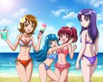  :o aino_megumi ass beach bikini blue_eyes blue_hair breasts brown_eyes brown_hair cleavage day drink food front-tie_top hanzou happinesscharge_precure! hikawa_iona hug ice_cream lens_flare long_hair looking_back multiple_girls navel o-ring o-ring_bottom ocean one_eye_closed oomori_yuuko open_mouth pink_eyes pink_hair ponytail precure purple_eyes purple_hair shiny shiny_skin shirayuki_hime short_hair side-tie_bikini smile sun swimsuit thigh_gap twintails 