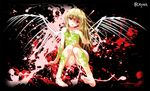  bad_id bad_pixiv_id barefoot blonde_hair blood blood_splatter collarbone fallen_angel feet hand_on_own_chest long_hair nude original red_eyes sitting slime solo tongue tongue_out very_long_hair wings yua_(checkmate) 