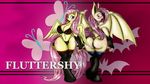  anthro anthrofied back_turned bat_pony blush bra butt cleavage clothed clothing cutie_mark duo equine eyelashes female fingerless_gloves flutterbat_(mlp) fluttershy_(mlp) friendship_is_magic fur gloves hair legwear lingerie long_hair mammal my_little_pony open_mouth panties pegasus pink_hair standing stockings suirano underwear wallpaper wings yellow_fur 