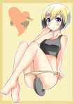  animal_ears bare_legs bare_shoulders barefoot blonde_hair blue_eyes blush brown_hair dachshund dog dog_ears dog_tail erica_hartmann heart looking_at_viewer multicolored_hair panties panty_pull red_liquid_(artist) short_hair sitting smile solo sports_bra strike_witches tail underwear underwear_only world_witches_series 