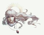  behelit berserk blue_eyes eyelashes griffith happy kenny_(poe90) long_hair looking_to_the_side male_focus portrait silver_hair simple_background smile solo wavy_hair 