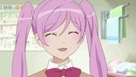  animated animated_gif blood kasugano_urara_(sabagebu!) lowres punch punching purple_hair sabagebu! smile twintails 