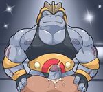 anthro ass_up biceps butt clothing cum cum_on_butt cum_on_penis erection gloves hand_on_butt happy headgear hot_dogging inside machoke maldu male manly mask muscles nintendo nipples orgasm pecs penis pok&#233;mon pok&eacute;mon smile standing sweat teeth thick_penis video_games wrestler 