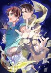  2boys black_hair brown_hair chinese_commentary commentary_request eren_yeager idachi levi_(shingeki_no_kyojin) multiple_boys scarf shingeki_no_kyojin 