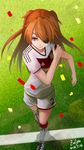  2014 2014_fifa_world_cup adidas clothes_writing confetti dated eyepatch from_above full_body germany highres long_hair neon_genesis_evangelion orange_hair parody rebuild_of_evangelion shikinami_asuka_langley signature smile soccer soccer_field soccer_uniform solo souryuu_asuka_langley sportswear wei_ji world_cup 