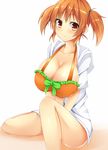  bad_id bad_pixiv_id bare_legs bikini blush breasts brown_eyes brown_hair cleavage fujimiya_yahiro hataraku_maou-sama! large_breasts sasaki_chiho short_hair short_twintails solo swimsuit twintails 