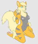  arcanine blue_eyes breasts canine claws female fur kalama looking_at_viewer mammal nintendo nipples nude paws pok&#233;mon pok&#233;morph pok&eacute;mon pussy smile solo video_games 