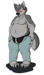  blush bulge canine chubby clothing dog german_shepherd male mammal milkandcooki pants shout topless underwear 