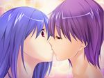  1girl ayase_hazuki blue_hair game_cg kiss ore_ga_de_kanojo_ga__ni!_kiyowa_bishounen_to_kanpeki_bishoujo_ga_change! purple_eyes pussy 