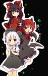  :d animal_ears bad_id bad_pixiv_id bat_wings black_eyes black_hair bow cat_ears chihedo_musubi hair_bow hair_ornament hair_ribbon heterochromia japanese_clothes kimono long_hair looking_at_viewer mouse_ears multiple_girls nyanyamo one_eye_closed open_mouth red_hair ribbon short_hair smile tears towelket_wo_mou_ichido translation_request uguisu_mochi_(ykss35) warawaw_nyamunyamu white_hair wings 