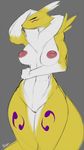  abs anthro areola big_areola big_breasts blue_eyes breasts canine chest_tuft digimon erect_nipples female fox fur inverted_nipples mammal mane markings navel nipples nude puffy_nipples pussy renamon slypon solo teal_eyes tuft wide_hips 