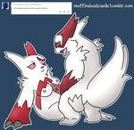  anoddscot anthro breasts claws cum domination duo female fur lying male nintendo nipples on_back panting penis pink_eyes pink_nose pok&#233;mon pok&eacute;mon red_eyes red_fur straight titfuck tongue tuft vein video_games white_fur zangoose 