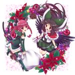  :d animal_ears bell black_hair black_wings boots bow braid breasts brown_eyes cape cat_ears cat_tail christmas cleavage gloves hair_bow hair_ornament hayabusa_koi kaenbyou_rin long_hair medium_breasts multiple_girls multiple_tails open_mouth pointy_ears red_gloves red_hair reiuji_utsuho smile tail thighhighs touhou twin_braids wings zettai_ryouiki 