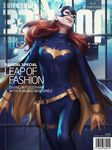  barbara_gordon batgirl blue_eyes cape cover dc_comics long_hair magazine_cover mask open_mouth pants realistic red_hair smile solo stanley_lau 