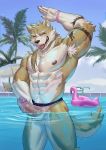  2018 abs anthro biceps canine chest_tuft frde fur hair kemono male mammal muscular muscular_male nipples pecs penis tuft 