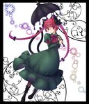  animal_ears black_legwear boots bow braid cat_ears cat_tail extra_ears hayabusa_koi holding kaenbyou_rin long_hair looking_at_viewer multiple_tails pantyhose parasol pointy_ears red_eyes red_hair solo tail touhou twin_braids umbrella very_long_hair 