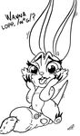  ? alien carrot female lagomorph lopp mammal mmda plushie rabbit sweat tears tongue tongue_out trembling wildstar 