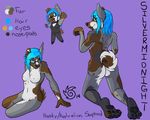  anthro australian_shepherd blue_hair breasts canine curled_tail dog eyewear female glasses hair heterochromia husky looking_at_viewer mammal model_sheet multiple_poses nipples silvermidnight silvermidnight_(character) solo spotted 