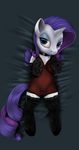  clothed clothing collar cutie_mark dress elbow_gloves equine eyeshadow female feral friendship_is_magic fur gem gloves hair half-closed_eyes horn legwear lingerie looking_at_viewer lying makeup mammal my_little_pony navel on_back overhead purple_hair rarity_(mlp) solo stockings thigh_highs tres-apples unicorn white_fur 