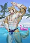  2018 abs anthro biceps bulge canine chest_tuft clothing frde fur hair kemono male mammal muscular muscular_male nipples pecs tuft 