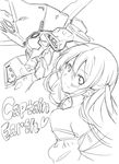  absurdres captain_earth copyright_name dress earth_engine_impacter from_behind greyscale heart highres long_hair looking_back mecha monochrome mutou_hana sketch strap_slip suzutsuki_kurara two_side_up 