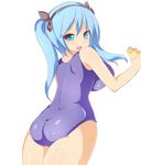  ass bad_id bad_pixiv_id blue_eyes blue_hair breasts huge_breasts karaage_teishoku_(regret1994) long_hair looking_at_viewer looking_back one-piece_swimsuit original school_swimsuit smile solo swimsuit thighs transparent_background twintails 