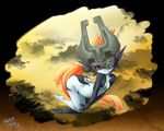  fang helmet inumimi_moeta long_hair midna pointy_ears red_eyes smile solo the_legend_of_zelda the_legend_of_zelda:_twilight_princess 