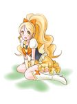  bad_id bad_pixiv_id blonde_hair blush boots cure_honey endorin eyelashes hair_ornament hair_ribbon happinesscharge_precure! happy high_heels highres knee_boots kneehighs long_hair looking_at_viewer magical_girl oomori_yuuko open_mouth ponytail precure ribbon shirt sitting sketch skirt smile solo vest white_background wide_ponytail wrist_cuffs yellow_eyes yellow_skirt 