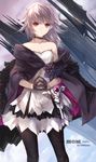  artist_name bad_id bad_pixiv_id bare_shoulders black_gloves capelet choker gloves half_gloves long_hair looking_at_viewer paradise pixiv_fantasia pixiv_fantasia_fallen_kings red_eyes silver_hair sketch smile solo swd3e2 translation_request 