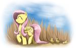  avian cute cutie_mark duck equine eyes_closed female feral fluttershy_(mlp) friendship_is_magic fur group hair horse mammal my_little_pony otakuap outside pegasus pink_hair pony smile wings yellow_fur 