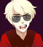  blonde_hair dave_strider glasses homestuck hood jin-nyeh male_focus open_mouth red_eyes solo sunglasses surprised upper_body 