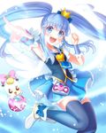  bad_id bad_pixiv_id blue blue_background blue_eyes blue_hair blue_legwear blue_skirt blush boots bow crown cure_princess endorin eyelashes gradient gradient_background hair_ornament hair_ribbon happinesscharge_precure! happy high_heels jewelry long_hair looking_at_viewer magical_girl mascot open_mouth pink_bow pointing pointing_at_viewer precure ribbon ribbon_(happinesscharge_precure!) shirayuki_hime shirt skirt smile solo thighhighs thighs twintails very_long_hair vest white_background wrist_cuffs zettai_ryouiki 