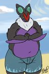  anthro bat bulge chubby clothing dragon eddy_okapi fur male mammal nintendo noivern pok&#233;mon pok&eacute;mon solo standing topless video_games wyvern 