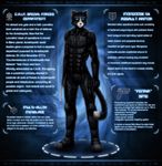  adam_sung armor black_fur blue_eyes bodysuit cat clothing dan_scarlet feline fur gun looking_at_viewer male mammal model_sheet pink_nose pistol ranged_weapon sci-fi skinsuit solo superhero superpowers text weapon white_fur 