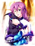  1girl animal blue_eyes blush bow braid cat celine_(sen_no_kiseki) double-parted_bangs eiyuu_densetsu emma_millstein green_eyes hair_between_eyes holding holding_animal holding_cat indoors light_rays long_hair one_eye_closed open_mouth pink_hair sen_no_kiseki sen_no_kiseki_iii single_braid smile sunbeam sunlight tail tail_bow tail_ornament window xiacheng_tatsuya 