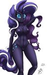  abs anthro anthrofied blue_eyes blush breasts curly_hair cutie_mark equine eyelashes eyeshadow female flowing_hair friendship_is_magic fur hair hand_on_head horn long_hair looking_at_viewer makeup mammal multi-colored_hair my_little_pony navel nightmare_rarity_(mlp) nipples nude pabloracer pia-sama plain_background purple_fur pussy rarity_(mlp) smile solo standing teeth unicorn white_background 