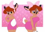 2023 accessory anthro bedroom_eyes big_breasts big_butt black_eyes black_nose bonkers_(series) bow_(feature) bow_accessory bow_ribbon breasts brown_body brown_fur butt centered_hair_bow clothed clothing colored deer delicate_hand_pose digital_drawing_(artwork) digital_media_(artwork) disney dress eyelashes eyeshadow fawn_deer female fingers fur hair hair_accessory hair_bow hair_ribbon half-closed_eyes huge_butt leylahshan lipstick looking_at_viewer looking_back makeup mammal narrowed_eyes pink_bow pink_clothing pink_dress pinup pose red_hair ribbons seductive sexy_eyes signature simple_background smile solo tail