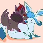  balls clitoris cum cum_in_pussy cum_inside duo eeveelution eyes_closed female glaceon half-closed_eyes male nintendo orange_background orgasm pcred566 penis plain_background pok&#233;mon pok&eacute;mon pussy sex size_difference small_dom_big_sub straight video_games zorua 