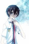  black_eyes black_hair jianmo_sl kirito male_focus necktie school_uniform sword_art_online 