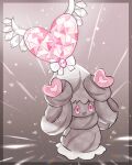  :d absurdres alcremie alternate_color border commentary_request full_body happy heart highres no_humans open_mouth pink_eyes pokemon pokemon_(creature) shiny_pokemon signature smile solo ziwiw 