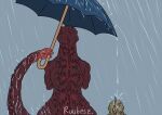 dinosaur duo feral godzilla godzilla_(series) hi_res holding_object holding_umbrella kaiju male monsterverse open_mouth prehensile_tail raining reptile ruubeszdraws scales scalie simple_background size_difference spikes spikes_(anatomy) spines tail toho umbrella unusual_anatomy unusual_tail wet